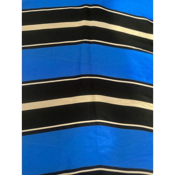 Women L The Limited Blue Black White Horizontal stripes blouse lace shoulder - Picture 3 of 6